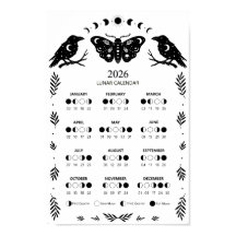 Witchcraft Moth Crow Celestial Lunar Moon Calendar