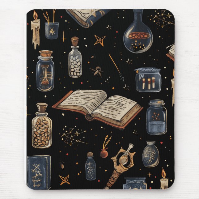 Witchcraft Potion Pattern – Halloween Magic Mousepad (Vorne)