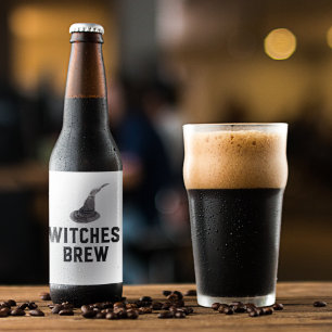 Witches Brew   Happy Halloween   Witches Hat Bierflaschenetikett