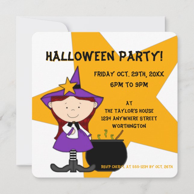 Witches Brew Kid's Halloween Party Invitation 2 (Devant)