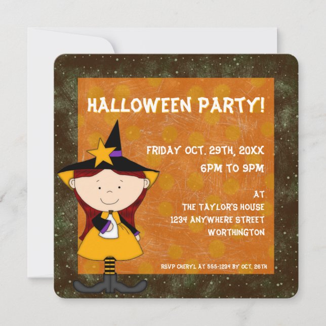 Witches Brew Kid's Halloween Party Invitation 4 (Devant)