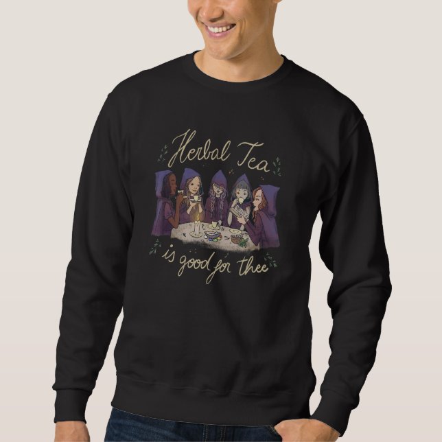 Witches Drinking Tea. Wiccan Magical Herbal Tea Pa Sweatshirt (Vorderseite)