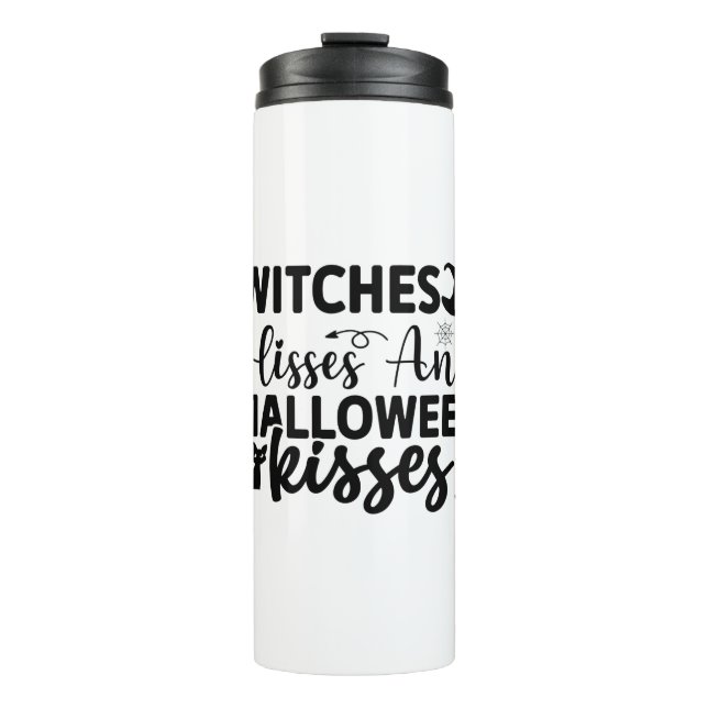 Witches Hisses And Halloween Kisses Thermosbecher (Vorderseite)