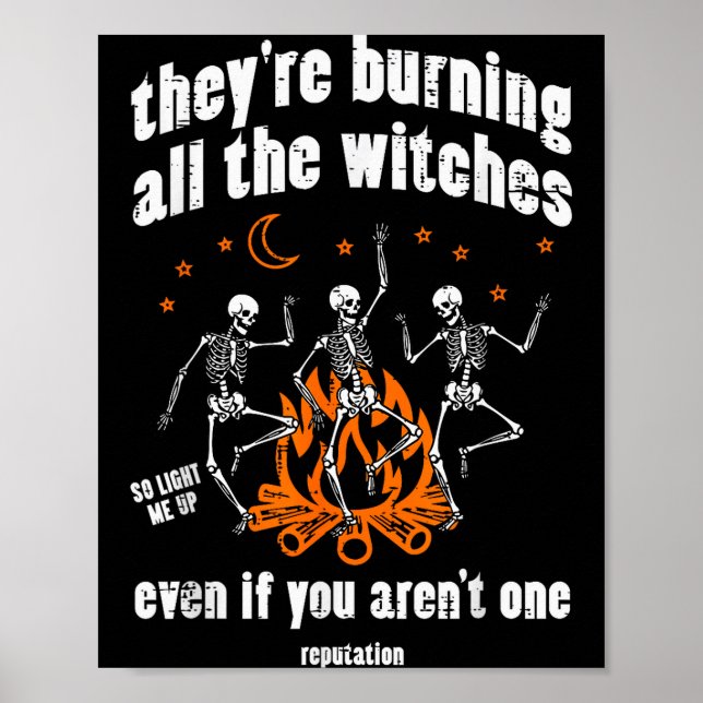 Witches Skeletons Dancing Funny Halloween Costume  Poster (Vorne)
