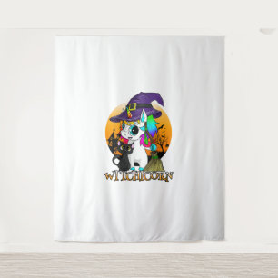Witchicorn Unicorn Hexenhorn Halloween Schwarzer K Wandteppich