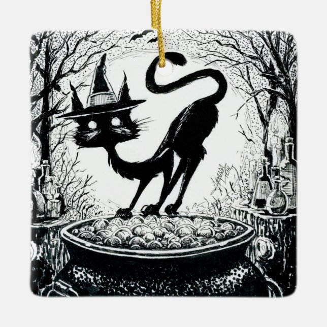 Witching Cat Keramikornament (Vorderseite)