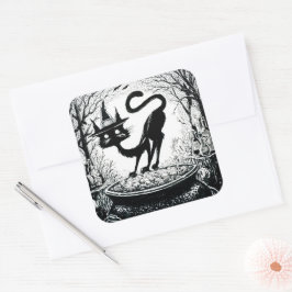 Witching Cat Quadratischer Aufkleber