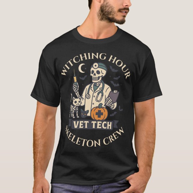 Witching Hour Vet Tech Skeleton Crew Halloween T-S T-Shirt (Vorderseite)