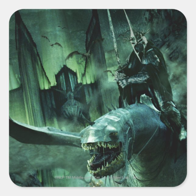 Witchking Riding Fellbeast Quadratischer Aufkleber (Vorderseite)