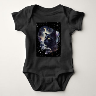 Witchling Dreams Black Cat and Stars Baby Strampler
