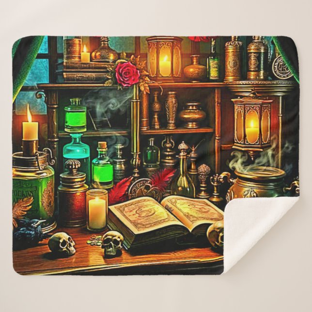 Witch's Altar Mystical Night Brew Design Sherpadecke (Vorderseite (Horizontal))