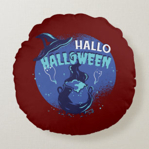 Witchs Hat Halloween Design Rundes Kissen