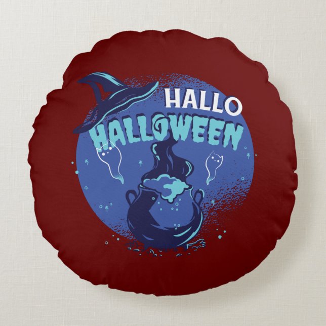 Witchs Hat Halloween Design Rundes Kissen (Vorderseite)