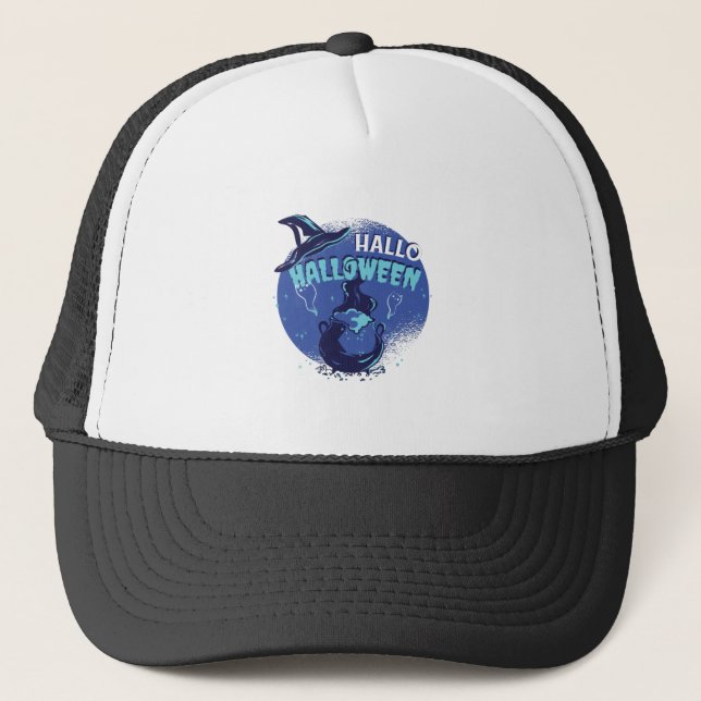 Witchs Hat Halloween Design Truckerkappe (Vorderseite)