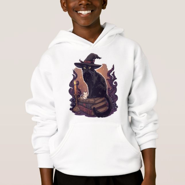 Witchy Black Cat & Ghost Mouse – Halloween Pet Par (Devant)