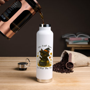 Witchy Black Cat "I'm Just Here to Stir the Pot" Trinkflasche