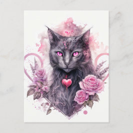 Witchy Black Kitty Cat | Frohe Halloween Postkarte