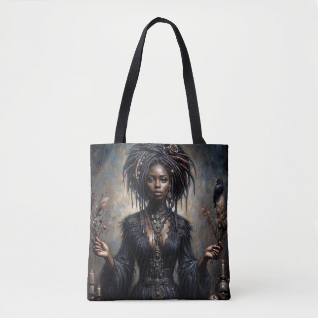 Witchy Black Woman Gothic Art Tasche (Vorderseite)