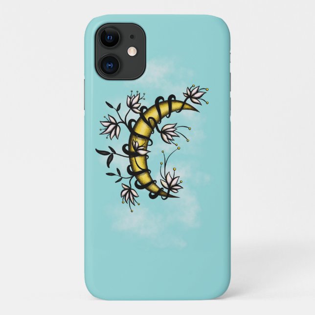 Witchy Boho Floral Moon Case-Mate iPhone Hülle (Rückseite)
