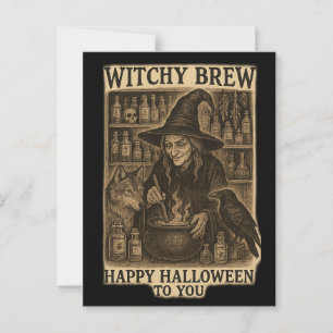 Witchy Brew Halloween Postcard Postkarte