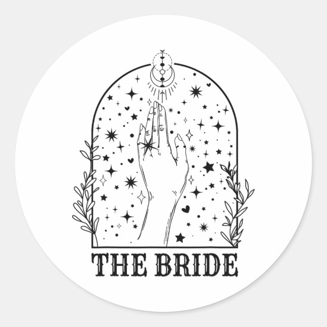 Witchy Bride Coven Matching Gothic Bachelorette Pa Runder Aufkleber (Vorderseite)