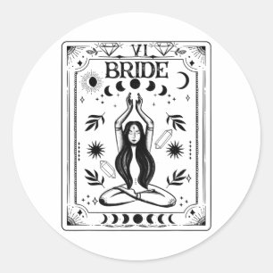 Witchy Bride Coven Tarot Celestial Gothic Bachelor Runder Aufkleber