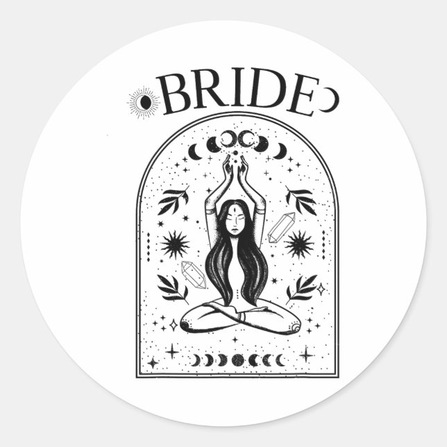 Witchy Bride Coven Tarot Celestial Gothic Bachelor Runder Aufkleber (Vorderseite)