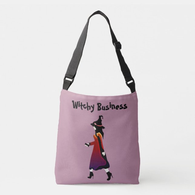 Witchy Business Modernes Personalisiertes Dusky Pi Tragetaschen Mit Langen Trägern (Vorderseite)