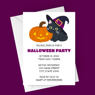 Witchy Cat Halloween-Party Einladung