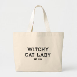 Witchy Cat Lady Custom Est. Datum Frauen gestört Jumbo Stoffbeutel