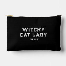 Witchy Cat Lady Custom Est. Datum Schwarz Zubehörtasche