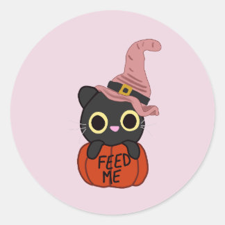 Witchy Cat Runder Aufkleber