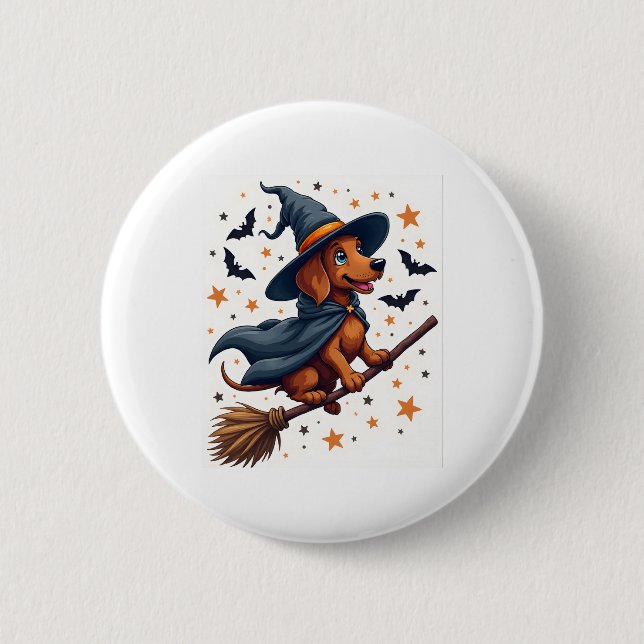 Witchy Dackel Delight Button (Vorderseite)