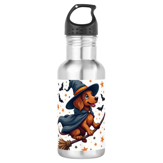 Witchy Dackel Delight Edelstahlflasche (Vorderseite)