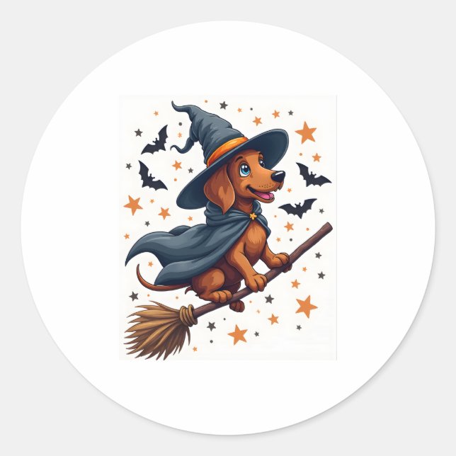 Witchy Dackel Delight Runder Aufkleber (Vorderseite)