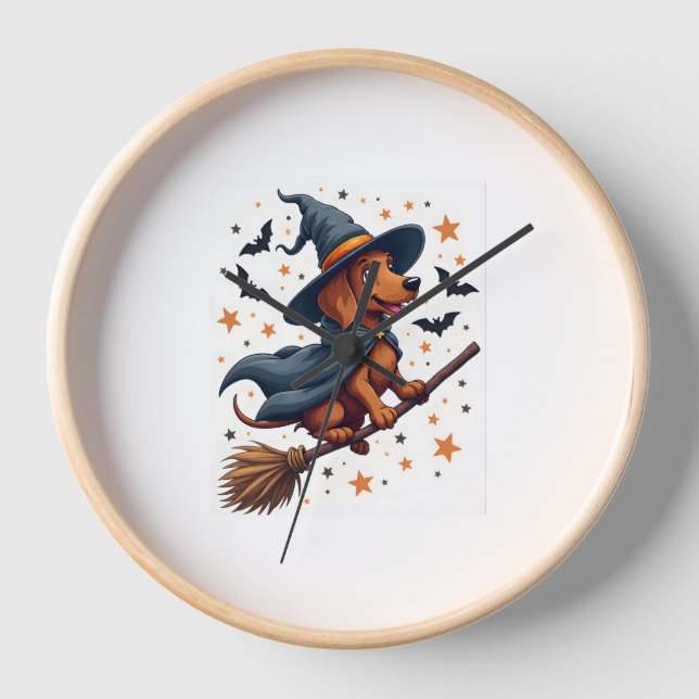 Witchy Dackel Delight Uhr (Vorderseite)