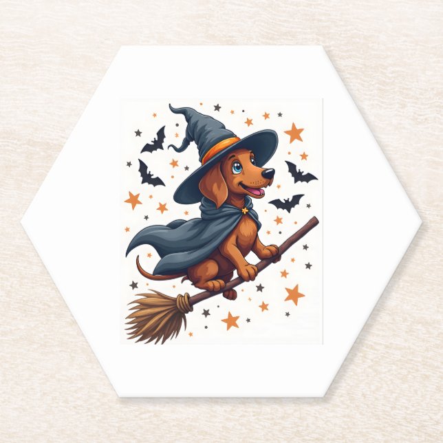 Witchy Dackel Delight Untersetzer (Vorderseite)