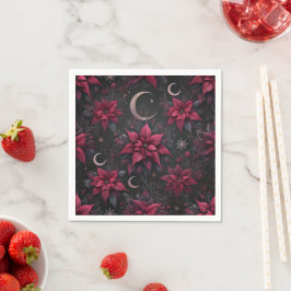 Witchy Dark Moon Poinsettia Découpage Napkins Serviette