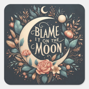 Witchy Floral Schuldzuweisungen auf dem Mond Aufkl Quadratischer Aufkleber