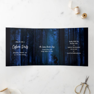 Witchy Forest Halloween-Party Dreifach Gefaltete Einladung