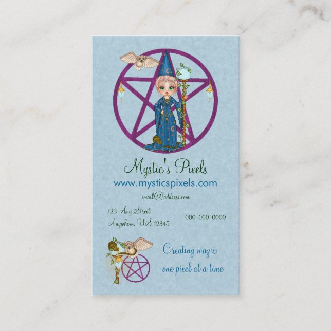Witchy Frau Penctacle Pixel-Kunst Visitenkarte (Vorderseite)