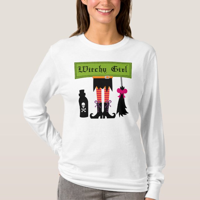 Witchy Girl Halloween T - Shirt und Geschenke (Vorderseite)