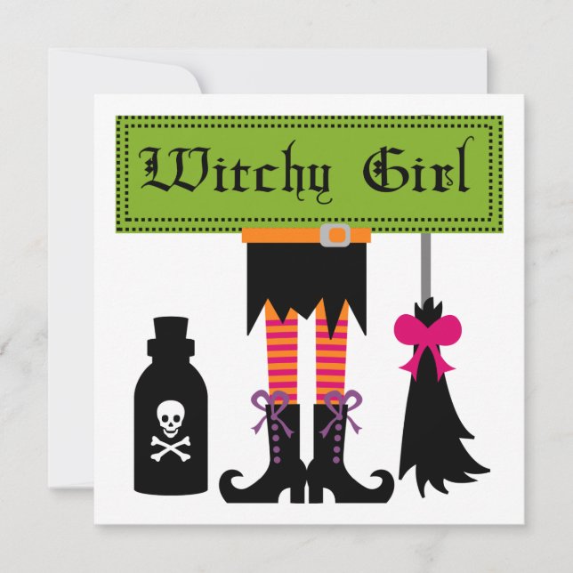 Witchy Girl Halloween T - Shirt und Geschenke Karte (Vorderseite)