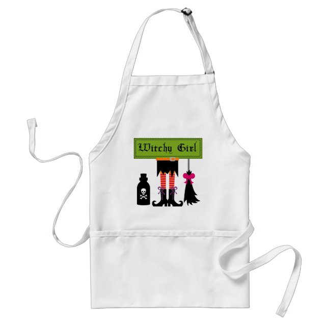 Witchy Girl Halloween T - Shirt und Geschenke Schürze (Vorne)