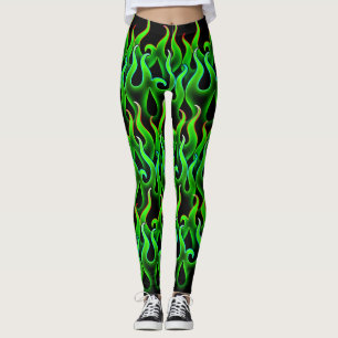 Witchy Green Flames Halloween Feuer Leggings