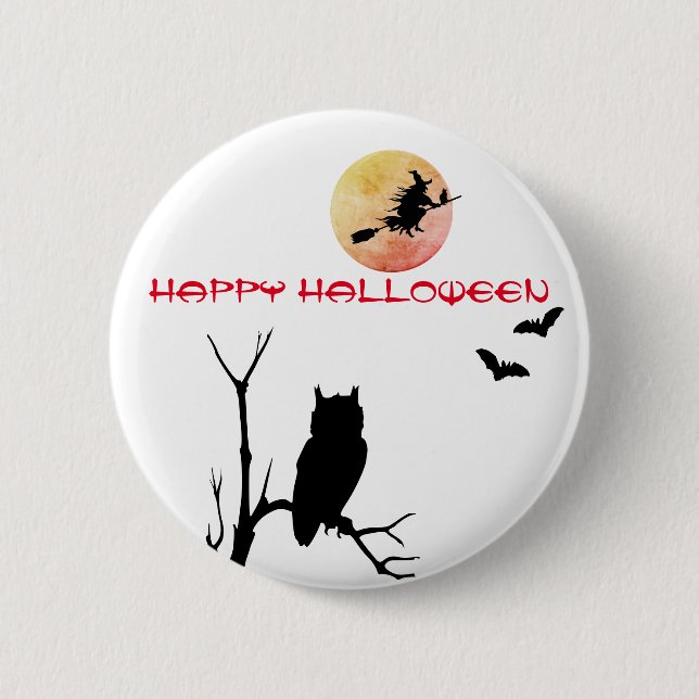 Witchy Halloween Moon Button Button (Vorderseite)