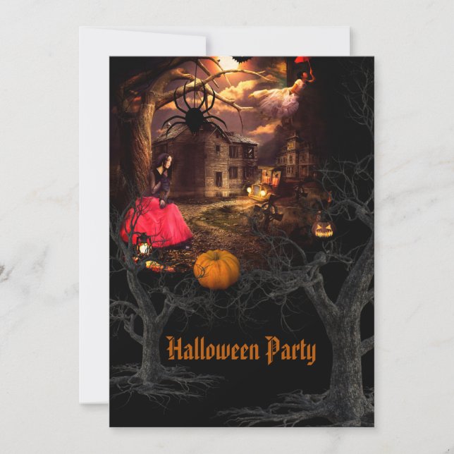 Witchy Halloween-Party Einladung (Vorderseite)
