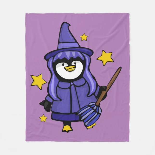 Witchy Halloween Pinguin Fleece Blanket (Vorderseite)