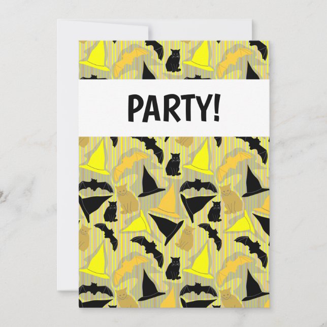 Witchy Halloween Stripes Einladung (Vorderseite)