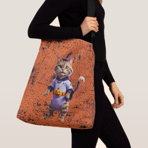 Witchy Halloween Tabby Tragetaschen Mit Langen Trägern